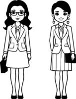 businesswomen avatar cartoon character with briefcase and glasses illustration graphic design vector