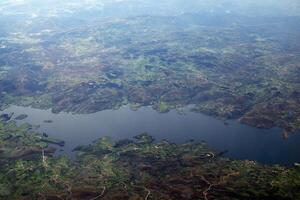 Rabagao River Aerial view from airplane, Portugal photo