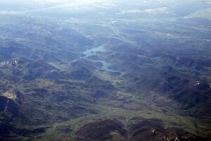 Rabagao River Aerial view from airplane, Portugal photo