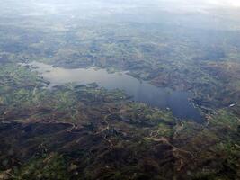 Rabagao River Aerial view from airplane, Portugal photo