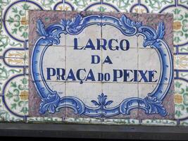 old fish market in Aveiro pictoresque village street view, The Venice Of Portugal photo