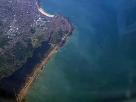 Bilbao spain coast from franche la rochelle aerial view panorama from airplane photo