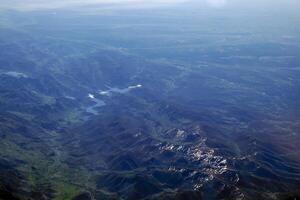 Rabagao River Aerial view from airplane, Portugal photo