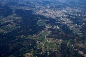 Braga Douro valley near porto Aerial view from airplane, Portugal photo