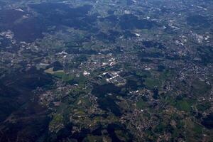 Douro valley near porto Aerial view from airplane, Portugal photo