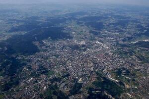 Braga Douro valley near porto Aerial view from airplane, Portugal photo