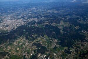 Douro valley near porto Aerial view from airplane, Portugal photo