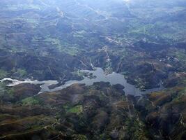 rabagao río aéreo ver desde avión, Portugal foto