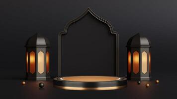 Luxury podium decorated with shapes. Ideal for selling or displaying products in a catalogue, website or magazine. 3d render illustration. photo