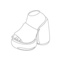 Linear illustration of women's shoes with high soles. Trendy high heels icons. Fashion women shoes. Fashion illustration isolated on white background vector