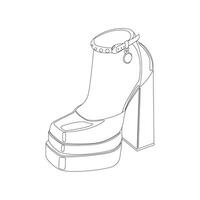 Linear illustration of women's shoes with high soles. Trendy high heels icons. Fashion women shoes. Fashion illustration isolated on white background vector