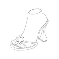 Linear illustration of women's shoes with high soles. Trendy high heels icons. Fashion women shoes. Fashion illustration isolated on white background vector