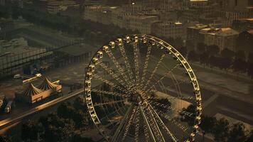 Aerial View of Ferris Wheel at Night video