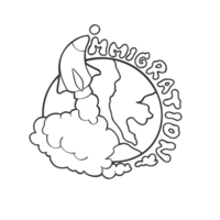 inmigración pegatina camiseta ilustración png