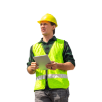 Engineer man in hardhats with tablet png