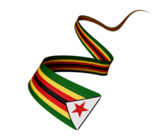 3d Flag Of Zimbabwe, Shiny Wavy 3d Ribbon Flag With Star, 3d illustration png