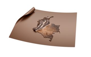 kaart van Colombia oud stijl bruin Aan uitgerold kaart papier vel, 3d illustratie png