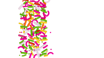 Colorful sprinkles, top view 3d illustration png