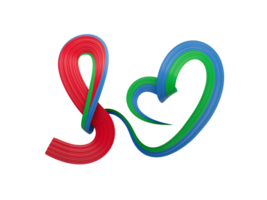 3d Flag Of Eritrea Heart Shaped Wavy Awareness Ribbon flag, 3d illustration png