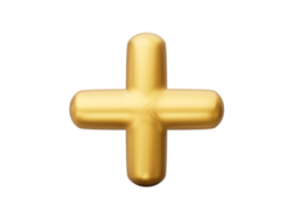 isolato di d'oro più cartello positivo simbolo 3d illustrazione png