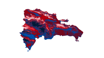 Dominican Republic map with the flag Colors Red and yellow Shaded relief map 3d illustration png