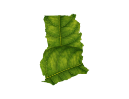 Ghana map made of green leaves ecology concept png