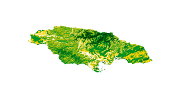 mapa da jamaica com as cores da bandeira ilustração 3d do mapa de relevo sombreado verde e amarelo png