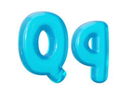 Aqua Blue jelly letter Q q - q 3d illustration png