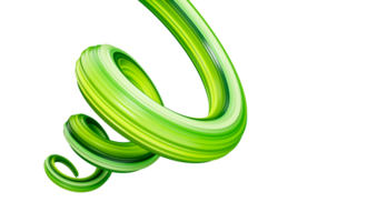 pincelada de cor verde abstrata, respingo de tinta, respingos, ondulação colorida, espiral artística, ilustração 3d de fita vívida png