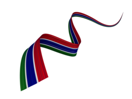 agitant un ruban ou une bannière avec le drapeau de la gambie. illustration 3d de la fête de l'indépendance png