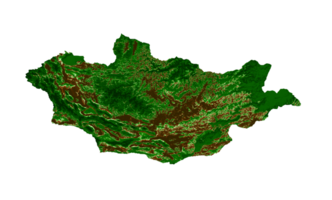 Mongolia Topographic Map 3d realistic map Color 3d illustration png