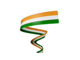 Indian flag ribbons, spiral wavy banner 3d illustration png