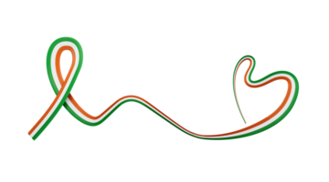 Irish flag heart shaped ribbon. 3d illustration png
