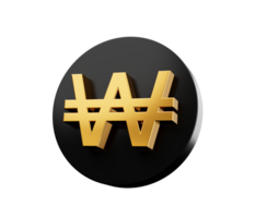 Golden won Currency Icon Isolated, 3D gold won symbol, 3D illustration png