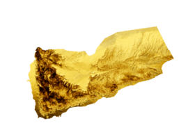 Yemen Map Golden metal Color Height map 3d illustration png
