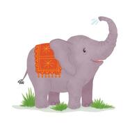 contento bebé elefante en indio estilo vector