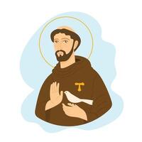 Saint Francis of Asis, hand drawn, Catholic Church. vector