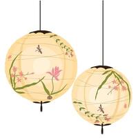 Chinese lanterns circular and cylindrical shape vector