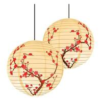 Chinese lanterns circular and cylindrical shape vector