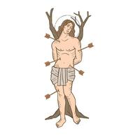 Saint Sebastian christian saint and martyr vector