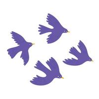 Set of different flying birds icons. vector