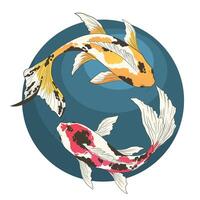 Set of traditional Japanese koi fishes vector