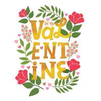 San Valentín día saludo tarjeta plantillas con hermosa Rosa y corazón vector