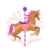 Beautiful carousel horse merry go round cartoon vector