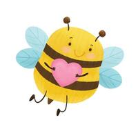 Illustration of a Cute Bee holding Love heart vector