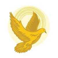 Holy Spirit symbol dove with halo and rays of light symbols of the gifts of the Holy Spirit. vector