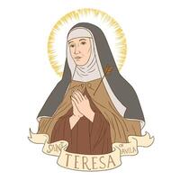 Saint Teresa of Jesus of Avila. Catholic church. vector