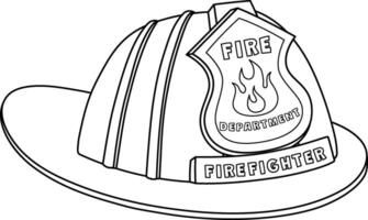 bombero casco aislado colorante página para niños vector