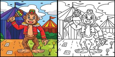 Circus Monkey With Maracas Colored Illustration vector