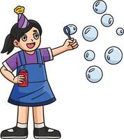 Circus Girl Blowing Bubbles Cartoon Clipart vector